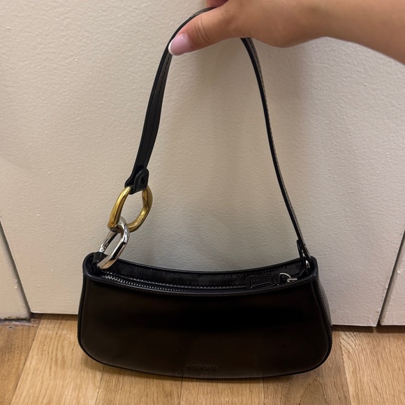 STAUD Handbags - STAUD Black Shoulder Bag with Mixed Metal Rings